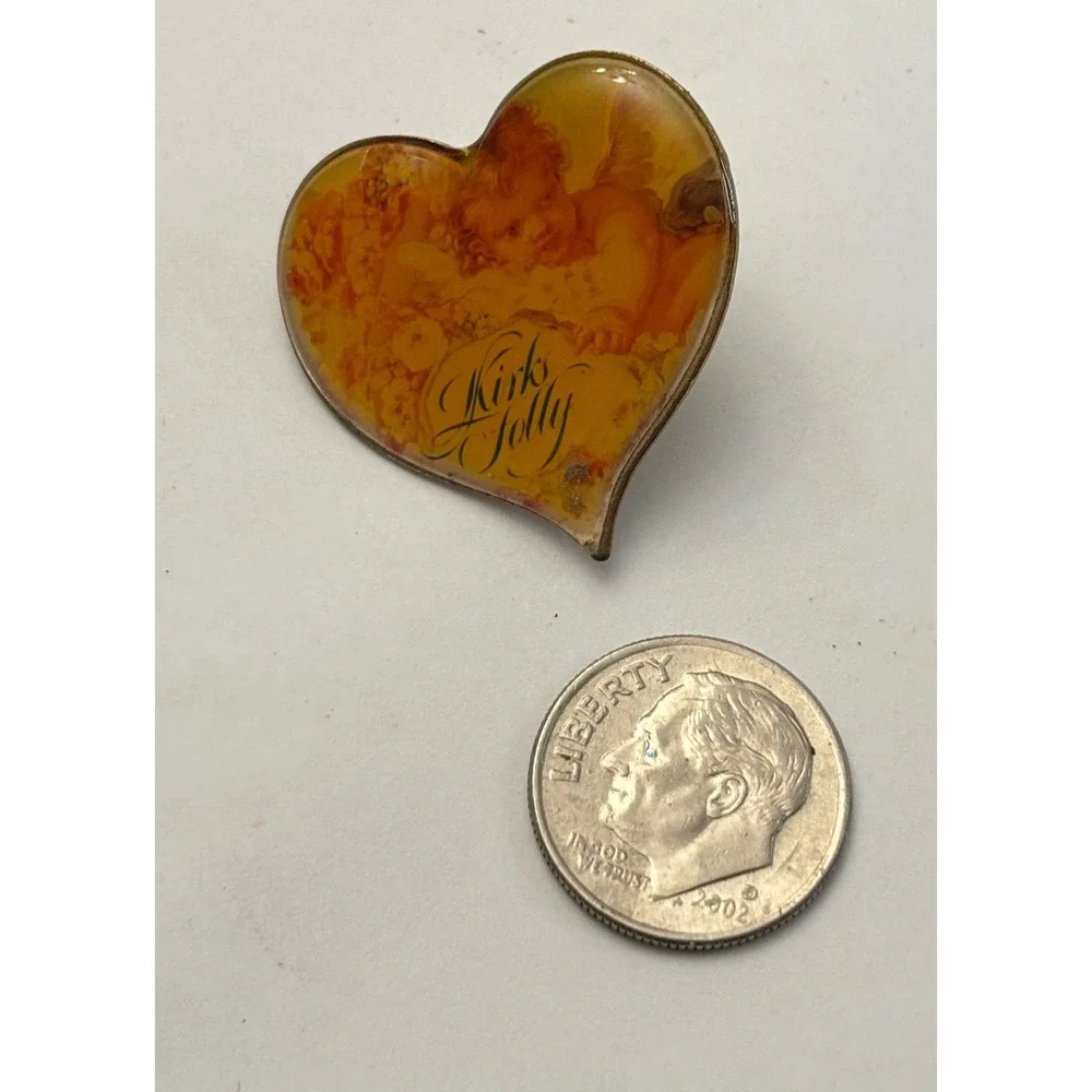 Vintage Kirks Folly Angel Cherub Heart Pin Made in USA